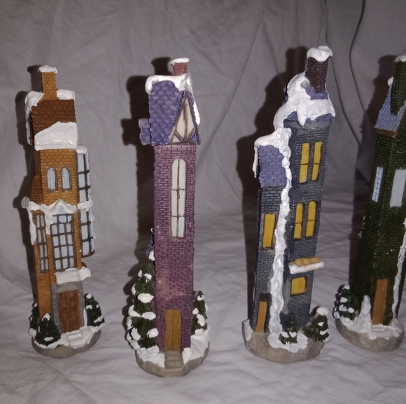 Christmas Village Pencil Townhouses Decor 6" Tall - Picture 7 of 8